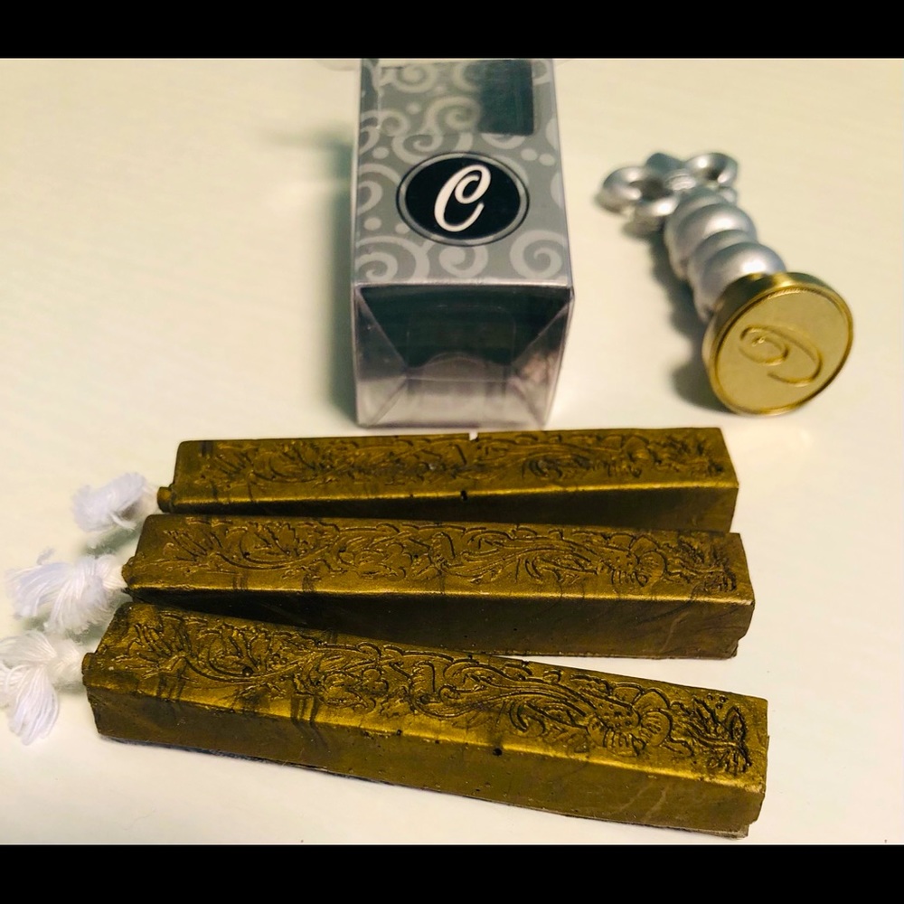 * “C” Sealing Wax Stamper with Gold Sealing Wax *